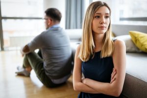 Stressed couple arguing and having marriage problems